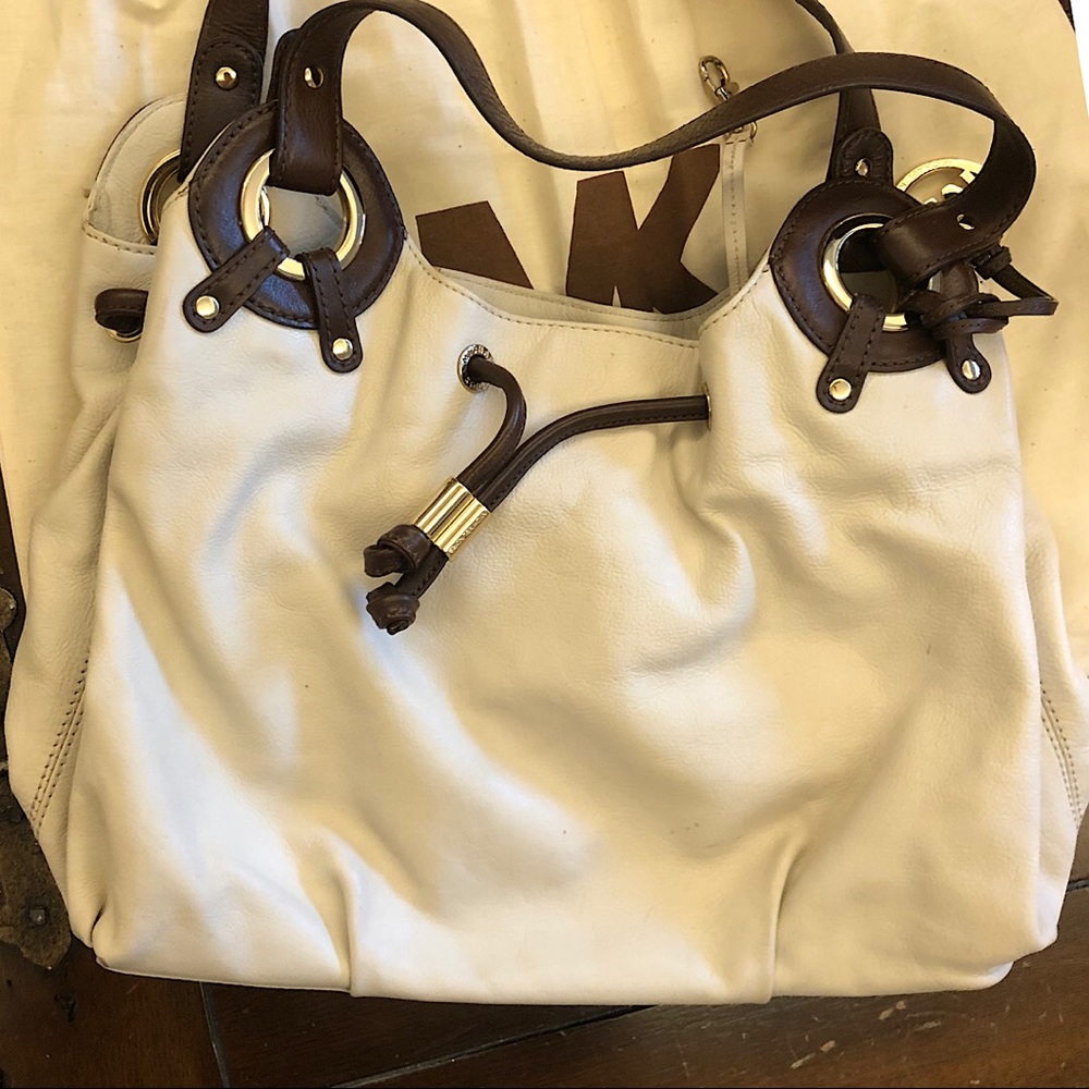 White and Brown Michael Kors Purse